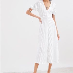 Zara white stripe midi dress- size M